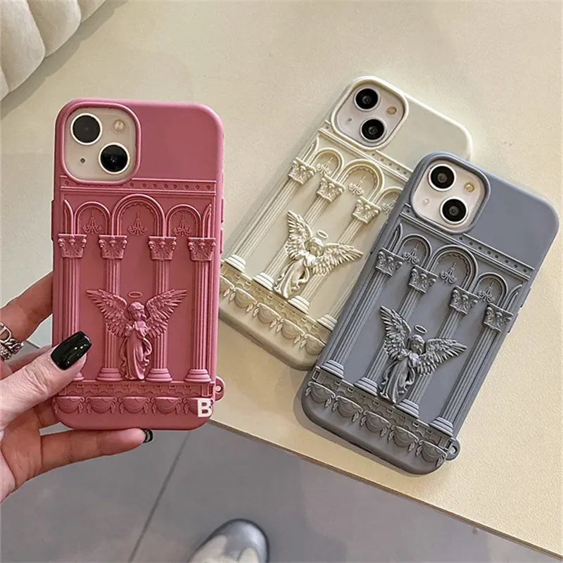 Capinha iPhone Arte Clássica Estátua Anjo Silicone [3 CORES]