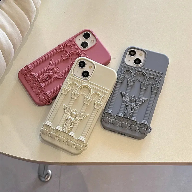 Capinha iPhone Arte Clássica Estátua Anjo Silicone [3 CORES]