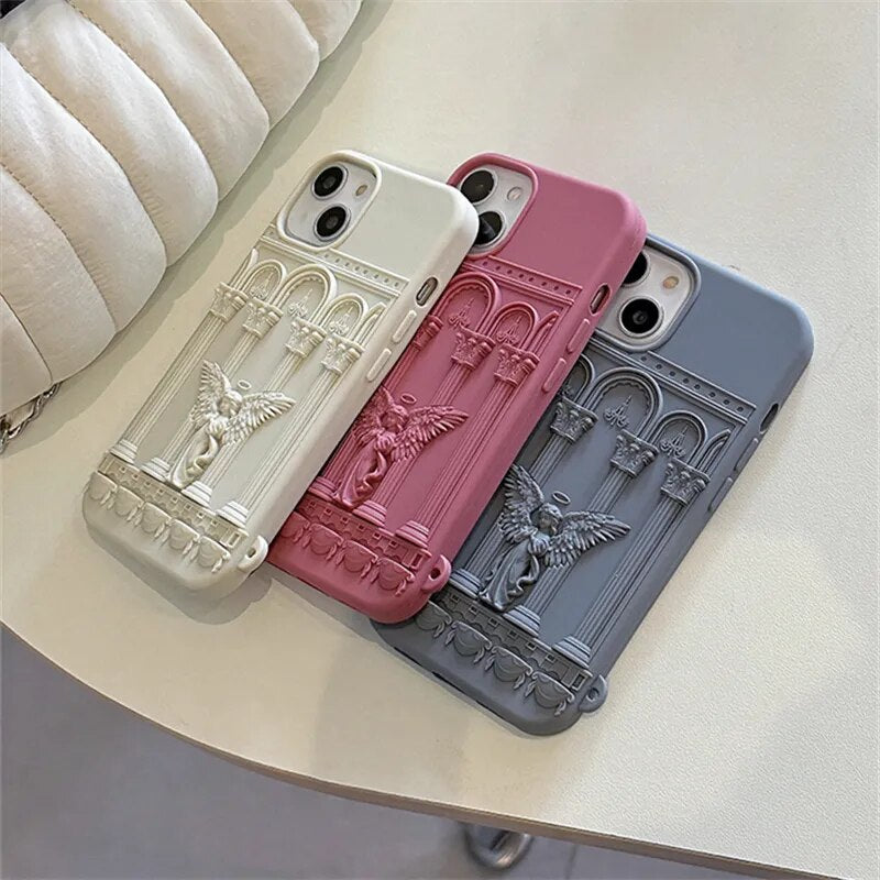 Capinha iPhone Arte Clássica Estátua Anjo Silicone [3 CORES]