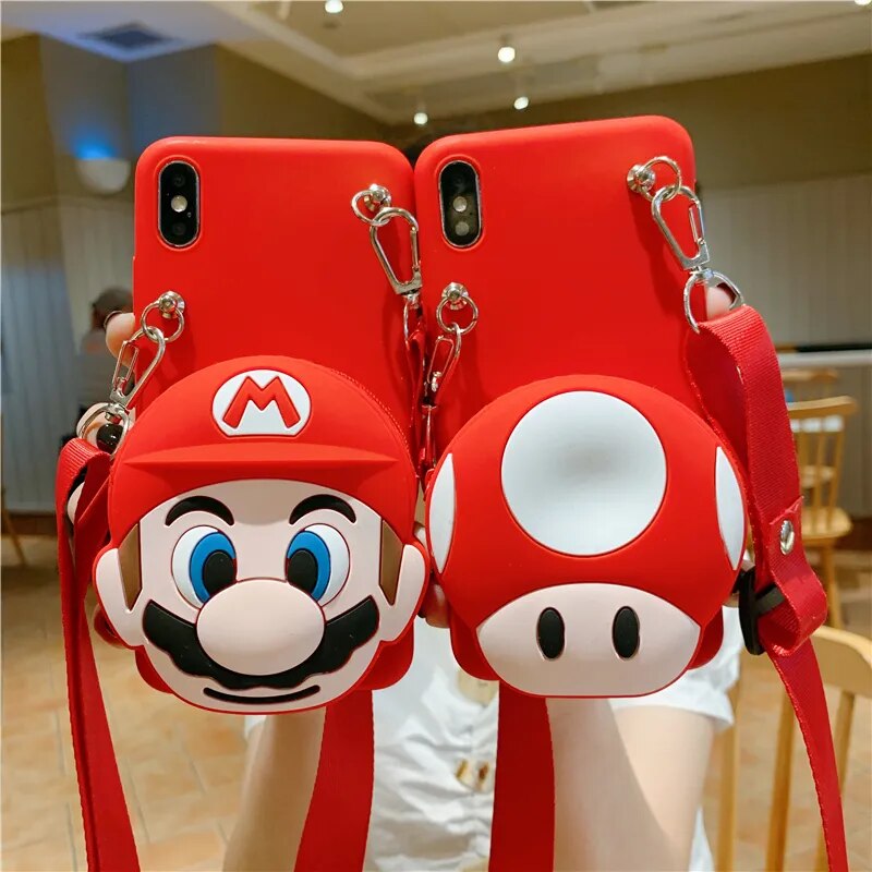 Capinha iPhone Super Mario Com Alça + Carteira [2 CORES]