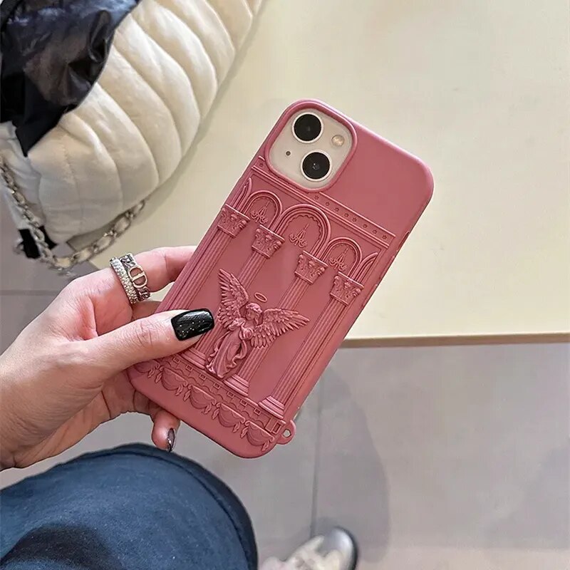 Capinha iPhone Arte Clássica Estátua Anjo Silicone [3 CORES]