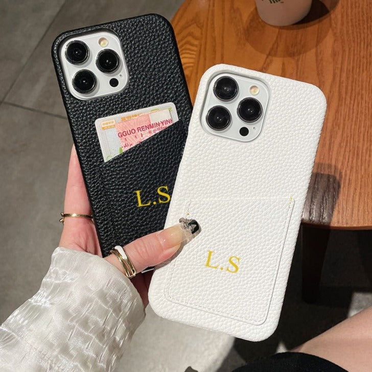 Capinha iPhone Corino Personalizada Iniciais Com Porta Cartão