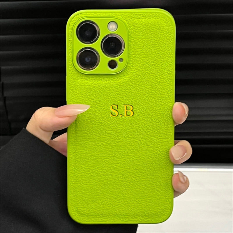 Capinha iPhone Corino Personalizada Iniciais do Nome Verde Neon