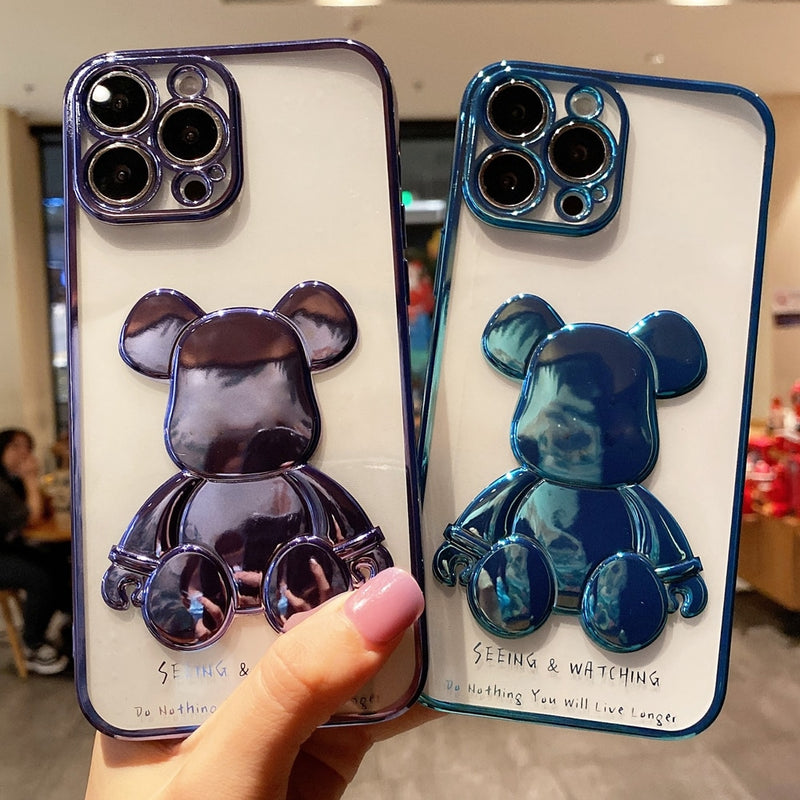 Capinha iPhone Urso Metalizado 3D (5 Cores)