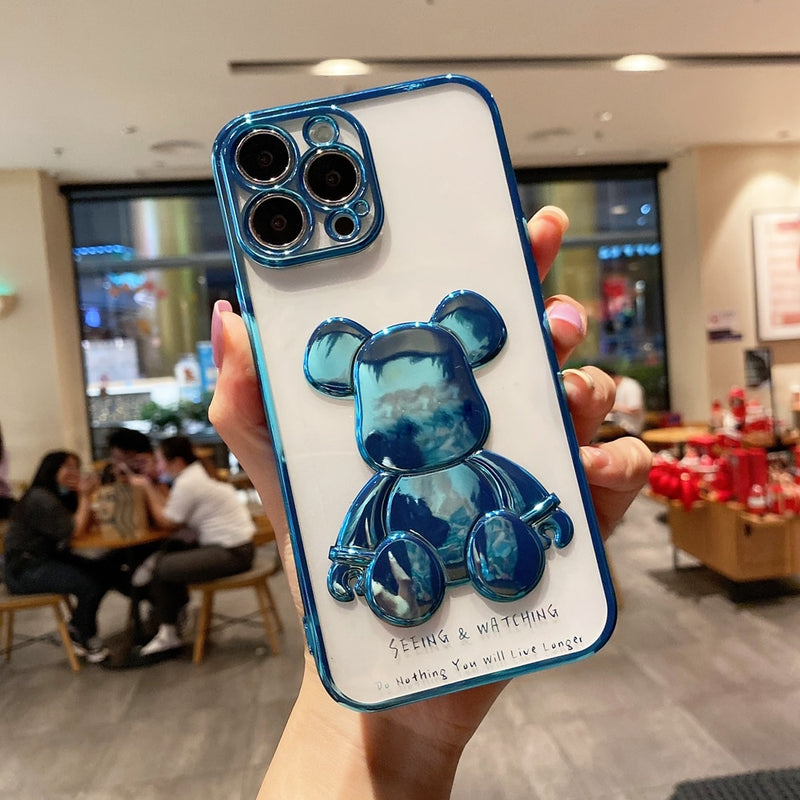 Capinha iPhone Urso Metalizado 3D (5 Cores)