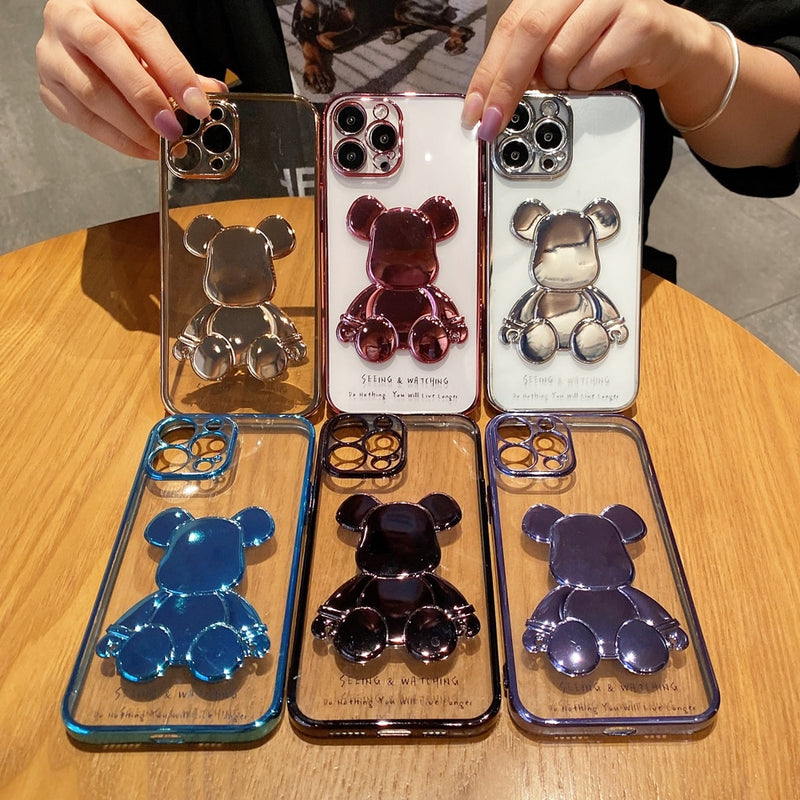 Capinha iPhone Urso Metalizado 3D (5 Cores)