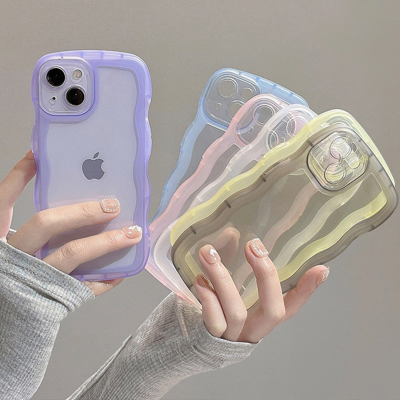 Capinha iPhone Ondulada Transparente Candy Colors (6 Cores)