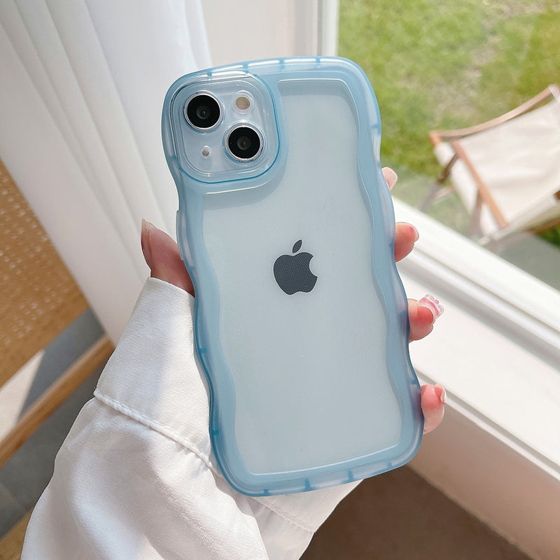 Capinha iPhone Ondulada Transparente Candy Colors (6 Cores)