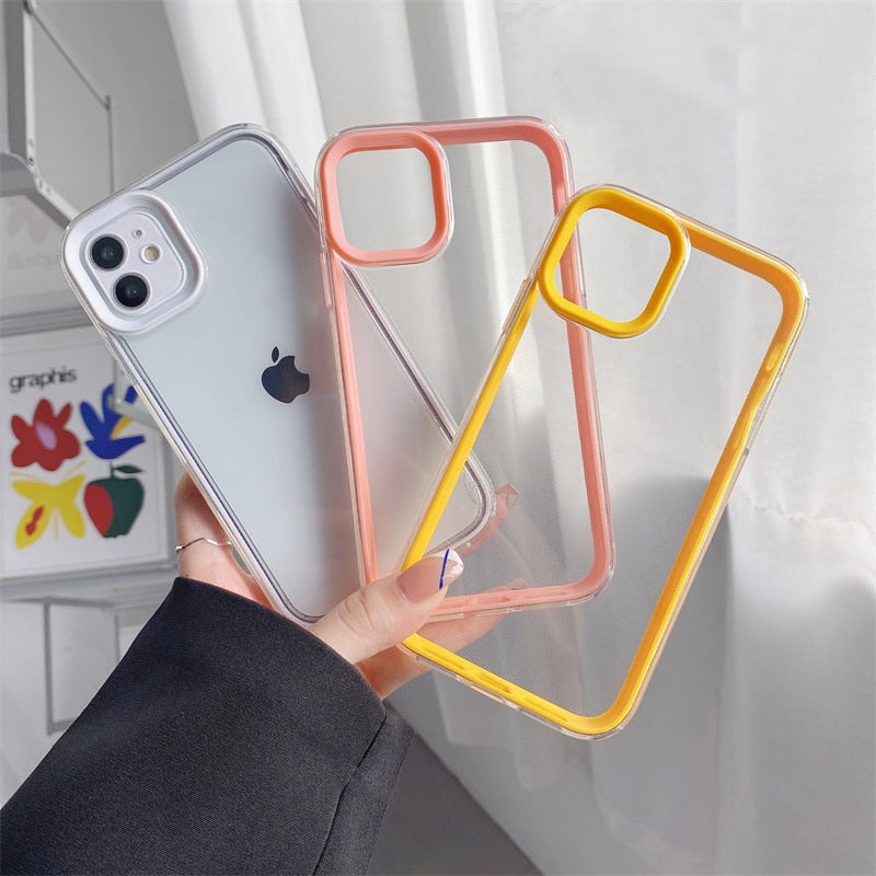 Capinha iPhone Shockproof Transparente Candy Color