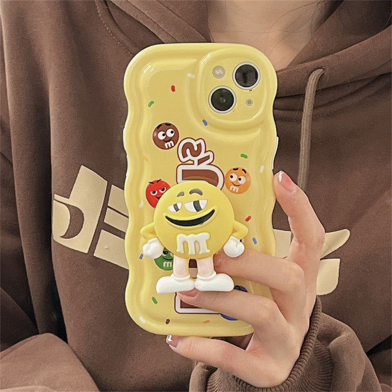 Capinha iPhone Chocolate Amarelo c/ Suporte