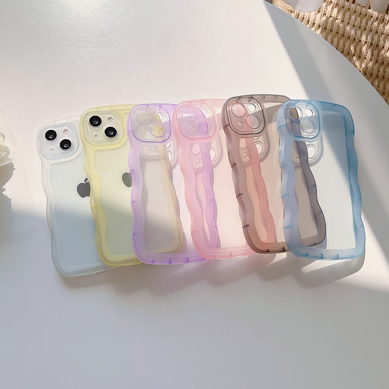 Capinha iPhone Ondulada Transparente Candy Colors (6 Cores)