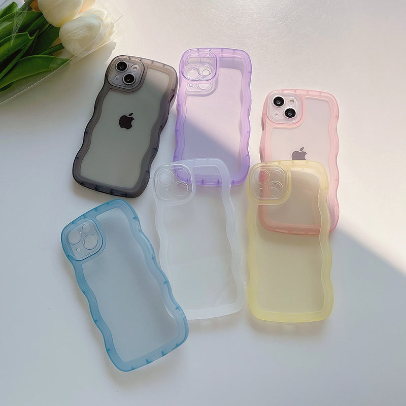 Capinha iPhone Ondulada Transparente Candy Colors (6 Cores)