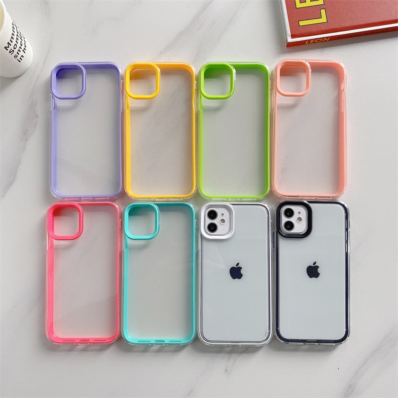 Capinha iPhone Shockproof Transparente Candy Color