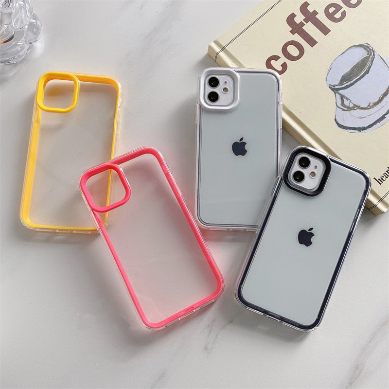 Capinha iPhone Shockproof Transparente Candy Color