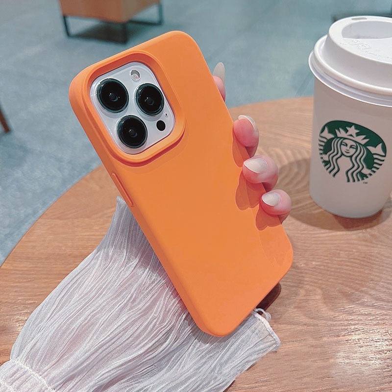 Capinha iPhone Basic Luxo Silicone Laranja