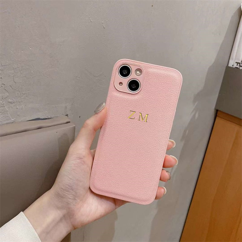 Capinha iPhone Corino Personalizada Iniciais do Nome Rosa